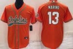 Miami Dolphins #13 Dan Marino Orange Baseball Jersey