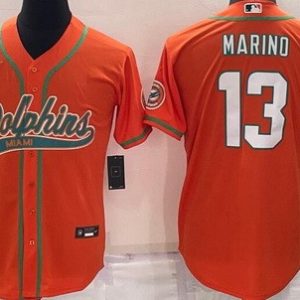 Miami Dolphins #13 Dan Marino Orange Baseball Jersey