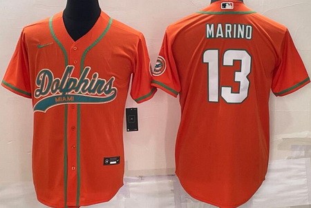 Miami Dolphins #13 Dan Marino Orange Baseball Jersey