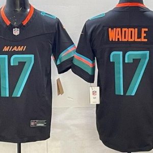 Miami Dolphins #17 Jaylen Waddle Limited Black Rivalries FUSE Vapor Jersey
