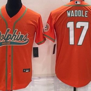 Miami Dolphins #17 Jaylen Waddle Orange Baseball Jersey