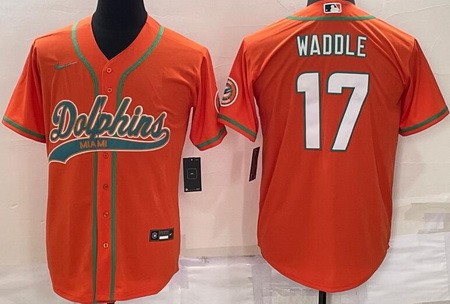 Miami Dolphins #17 Jaylen Waddle Orange Baseball Jersey