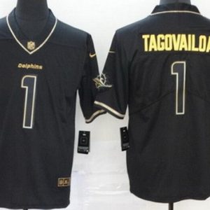 Miami Dolphins #1 Tua Tagovailoa Limited Black Gold 2019 Vapor Untouchable Jersey
