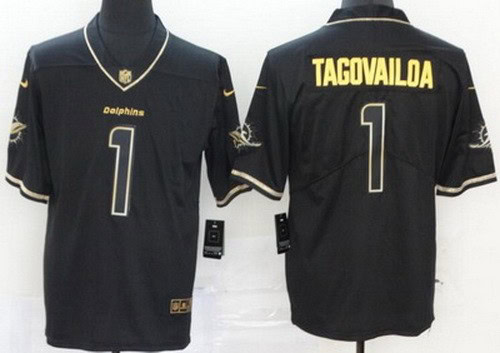 Miami Dolphins #1 Tua Tagovailoa Limited Black Gold 2019 Vapor Untouchable Jersey