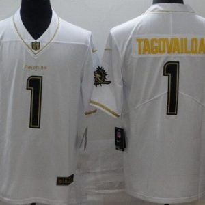 Miami Dolphins #1 Tua Tagovailoa Limited White Gold Vapor Untouchable Jersey