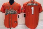 Miami Dolphins #1 Tua Tagovailoa Orange Baseball Jersey