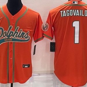 Miami Dolphins #1 Tua Tagovailoa Orange Baseball Jersey