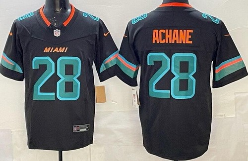 Miami Dolphins #28 De'Von Achane Limited Black Rivalries FUSE Vapor Jersey