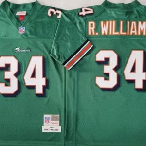 Miami Dolphins #34 Ricky Williams Aqua 2002 Throwback Jersey