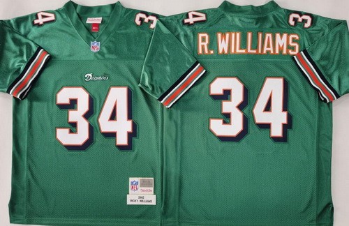 Miami Dolphins #34 Ricky Williams Aqua 2002 Throwback Jersey