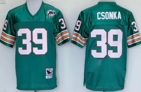 Miami Dolphins #39 Larry Csonka Aqua Throwback Jersey