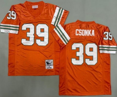 Miami Dolphins #39 Larry Csonka Orange 1972 Throwback Jersey