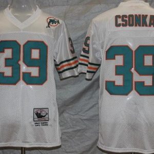 Miami Dolphins #39 Larry Csonka White Throwback Jersey