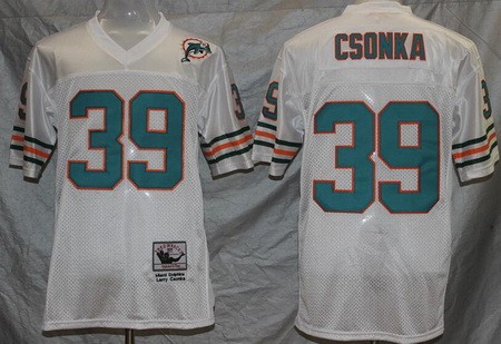Miami Dolphins #39 Larry Csonka White Throwback Jersey