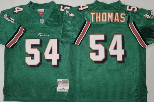 Miami Dolphins #54 Zach Thomas Aqua 2004 Throwback Jersey