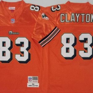 Miami Dolphins #83 Mark Clayton Orange 1984 Throwback Jersey