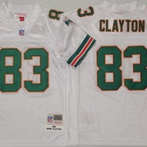 Miami Dolphins #83 Mark Clayton White 1984 Throwback Jersey