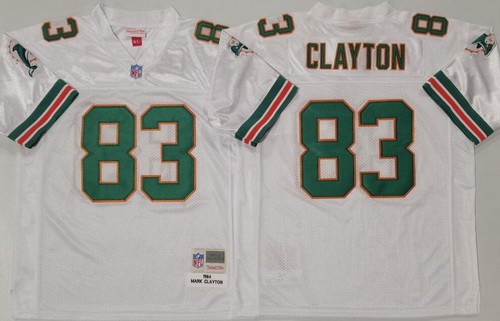 Miami Dolphins #83 Mark Clayton White 1984 Throwback Jersey