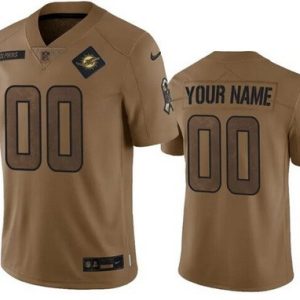 Miami Dolphins Customized Brown 2023 Salute To Service Jersey