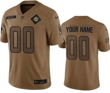 Miami Dolphins Customized Brown 2023 Salute To Service Jersey