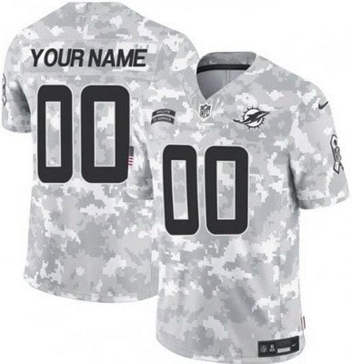 Miami Dolphins Customized Limited Arctic Camo 2024 Salute to Service Jersey