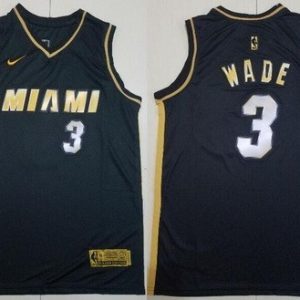 Miami Heat #3 Dwyane Wade Black Gold 2021 Icon Swingman Jersey