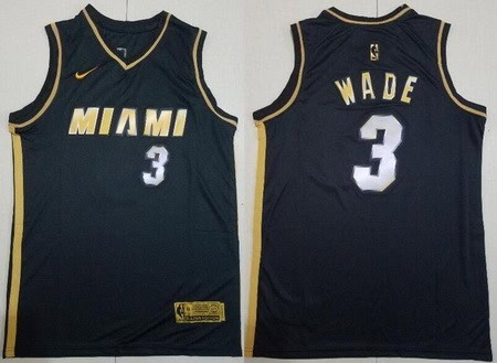 Miami Heat #3 Dwyane Wade Black Gold 2021 Icon Swingman Jersey