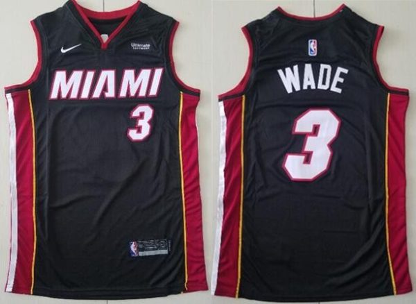 Miami Heat #3 Dwyane Wade Black Icon Sponsor Swingman Jersey