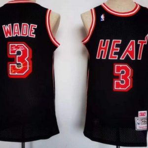 Miami Heat #3 Dwyane Wade Black Signature Throwback Swingman Jersey