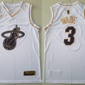 Miami Heat #3 Dwyane Wade White Gold Icon Swingman Jersey