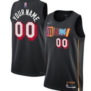 Miami Heat Custom Black City Diamond 75th Icon Hot Press Jersey