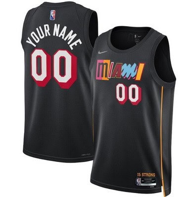 Miami Heat Custom Black City Diamond 75th Icon Hot Press Jersey