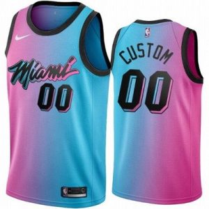 Miami Heat Customized Pink Blue 2021 City Stitched Swingman Jersey