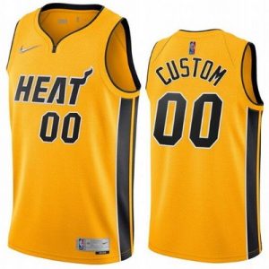 Miami Heat Customized Yellow 2021 Earned Stitched Swingman Jersey