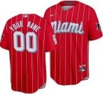 Miami Marlins Customized Red 2021 City Connect Cool Base Jersey