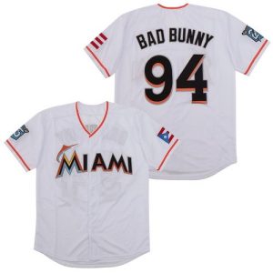 Miami Marlins #94 Bad Bunny White Throwback Jersey