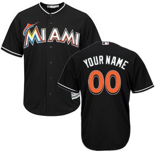 Miami Marlins Customized Black Cool Base Jersey