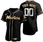 Miami Marlins Customized Black Gold Authentic Jersey