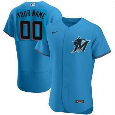 Miami Marlins Customized Blue Alternate 2020 FlexBase Jersey