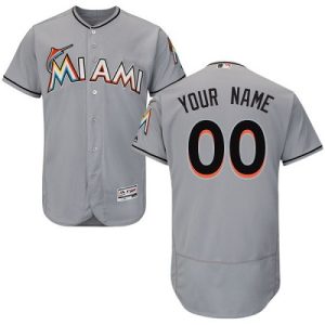 Miami Marlins Customized Gray FlexBase Jersey