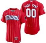 Miami Marlins Customized Red 2021 City Connect Authentic Jersey