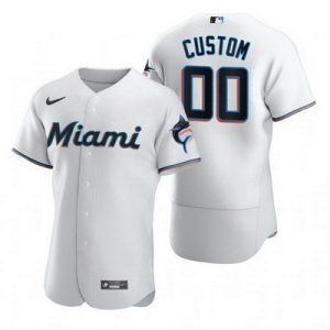 Miami Marlins Customized White 2020 FlexBase Jersey