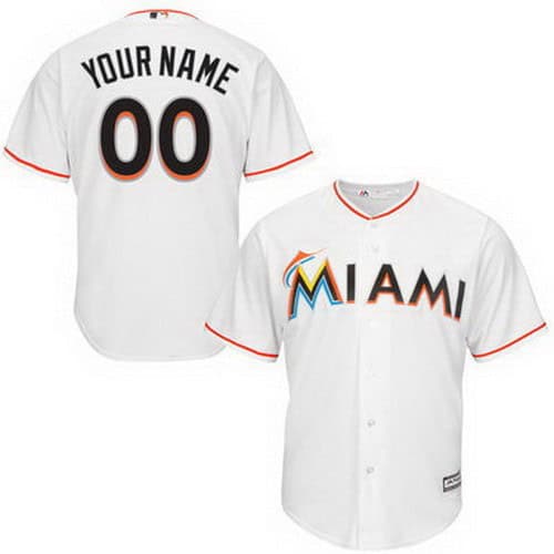 Miami Marlins Customized White Cool Base Jersey