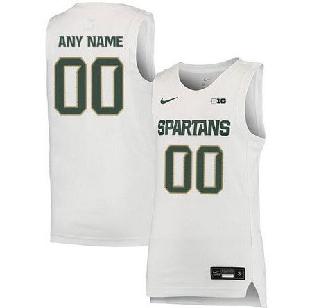 Michigan State Spartans Customized White College Basketball Jersey