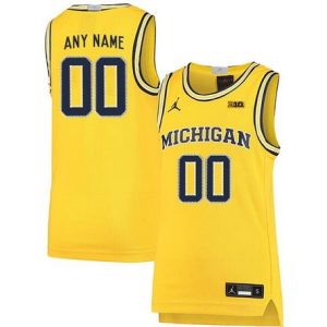 Michigan Wolverines Customized Yellow 2019 College Basketball Jersey