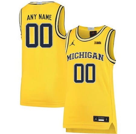 Michigan Wolverines Customized Yellow 2019 College Basketball Jersey