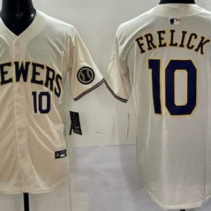 Milwaukee Brewers #10 Sal Frelick Cream Limited Jersey