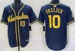 Milwaukee Brewers #10 Sal Frelick Navy Limited Jersey