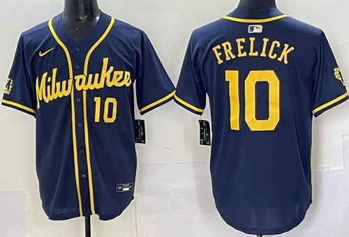 Milwaukee Brewers #10 Sal Frelick Navy Limited Jersey