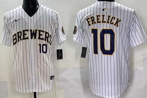 Milwaukee Brewers #10 Sal Frelick White Limited Jersey